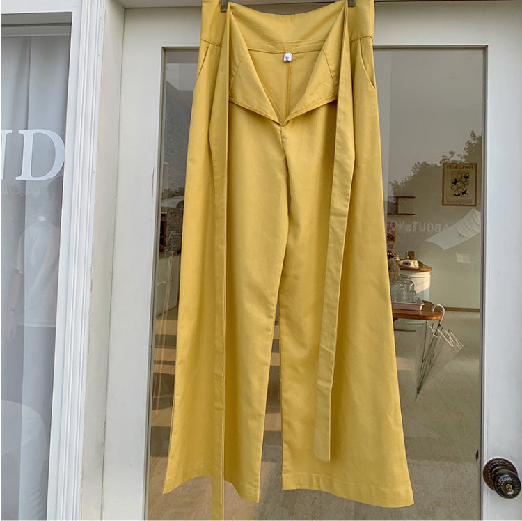 Lace-up Cotton-Linen Casual Trousers