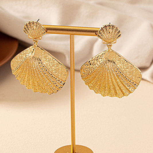 Gold Shell Beach Style Earrings