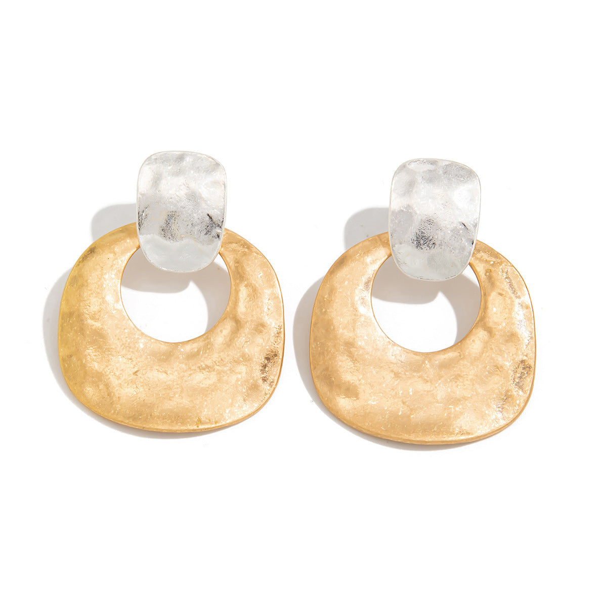 Metal Texture Glossy Earrings Irregular Geometry