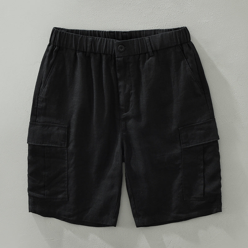 Pure Linen Mens Cargo Shorts