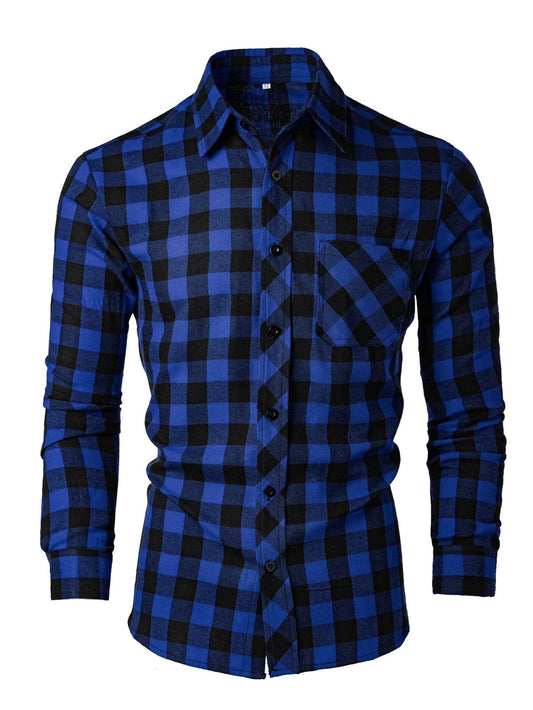 Casual Slim-fit Checkered Mens Shirt
