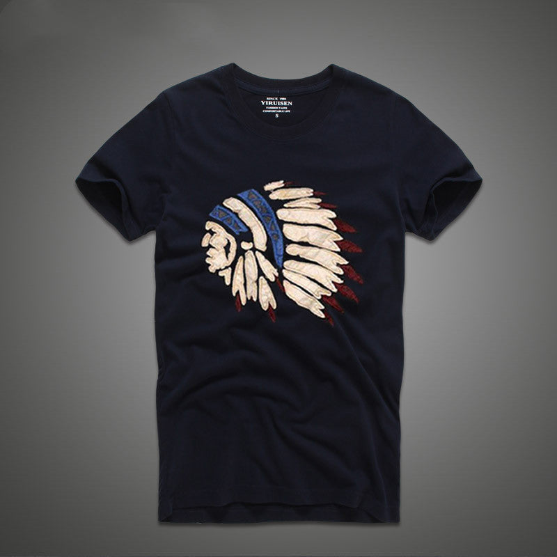 Indian Face Short Sleeved T-Shirt Pure Cotton