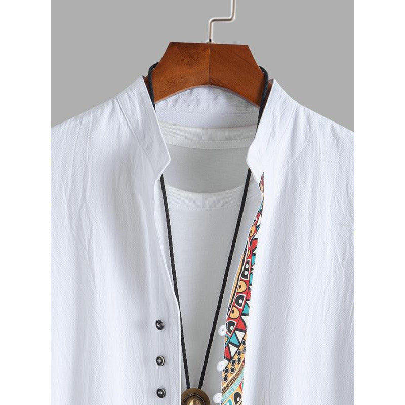 Vintage Print Short Sleeve Men's Shirt