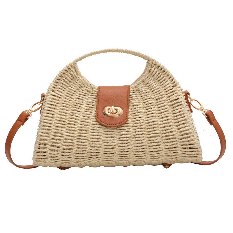 Women's Bags Fashion Straw Clash Color Handbag