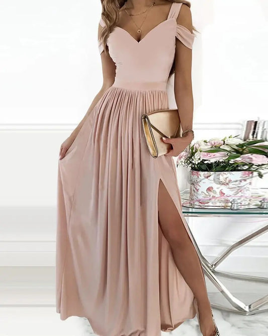 Boho V-Neck Dress Women Split Long Flowy