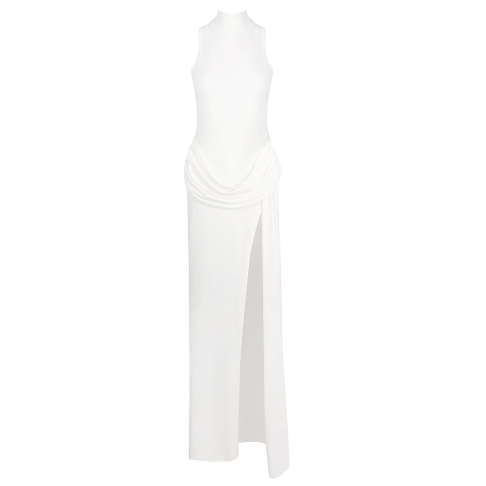 Elegant High Slit See-Though Maxi Dress