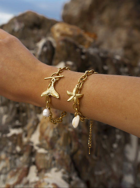 Starfish Shell Conch Bracelet Stainless Steel