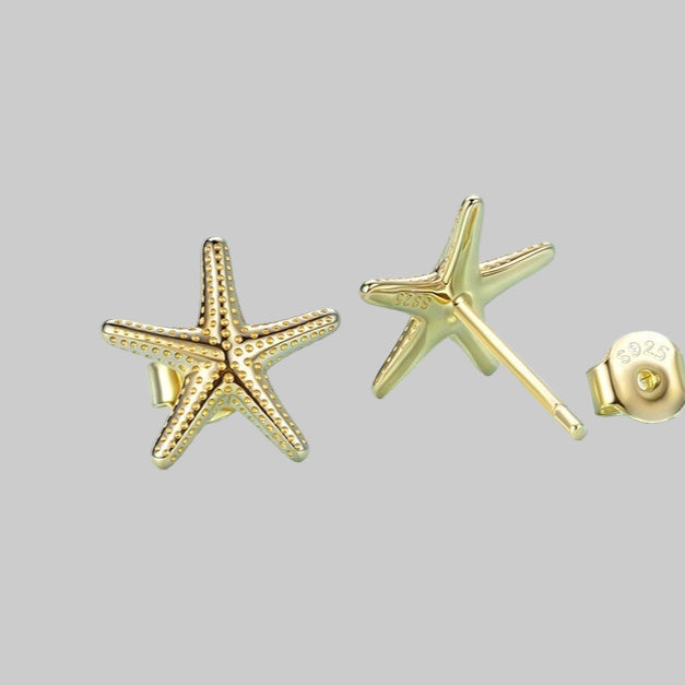Starfish Argent Pur Ear Stud Earrings Women Simple Summer Fashion
