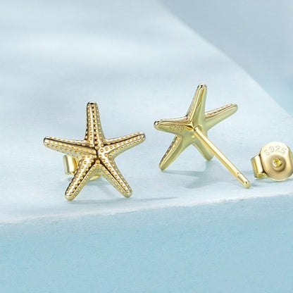 Starfish Argent Pur Ear Stud Earrings Women Simple Summer Fashion