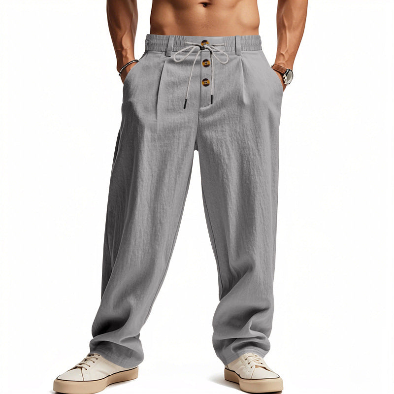 Breathable Cotton-Linen Loose Fit Sport-Casual Men Trousers