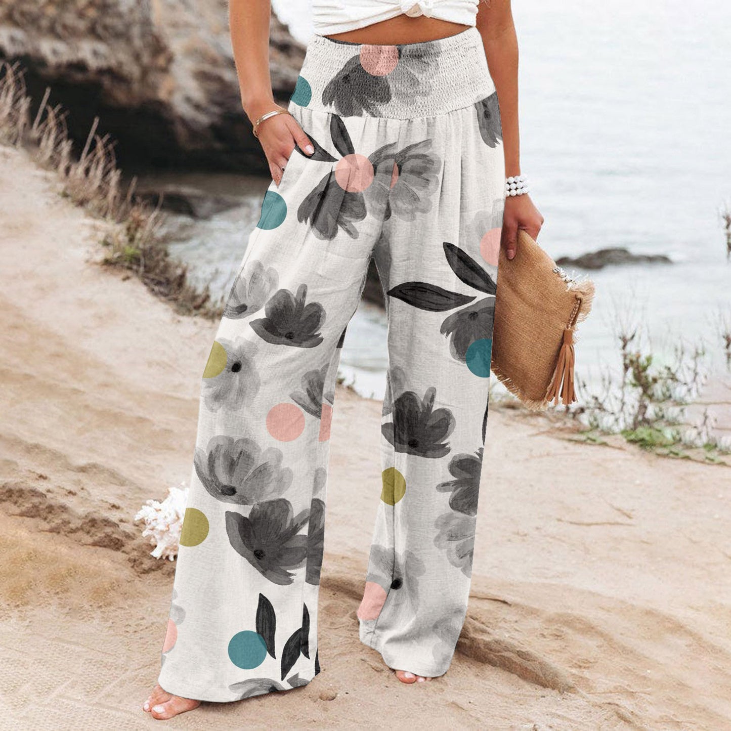 Casual Wide-leg Printed Loose Trousers