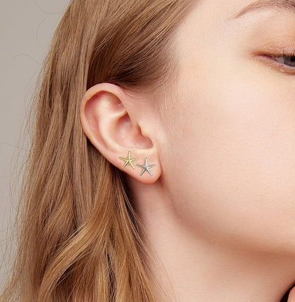 Starfish Argent Pur Ear Stud Earrings Women Simple Summer Fashion