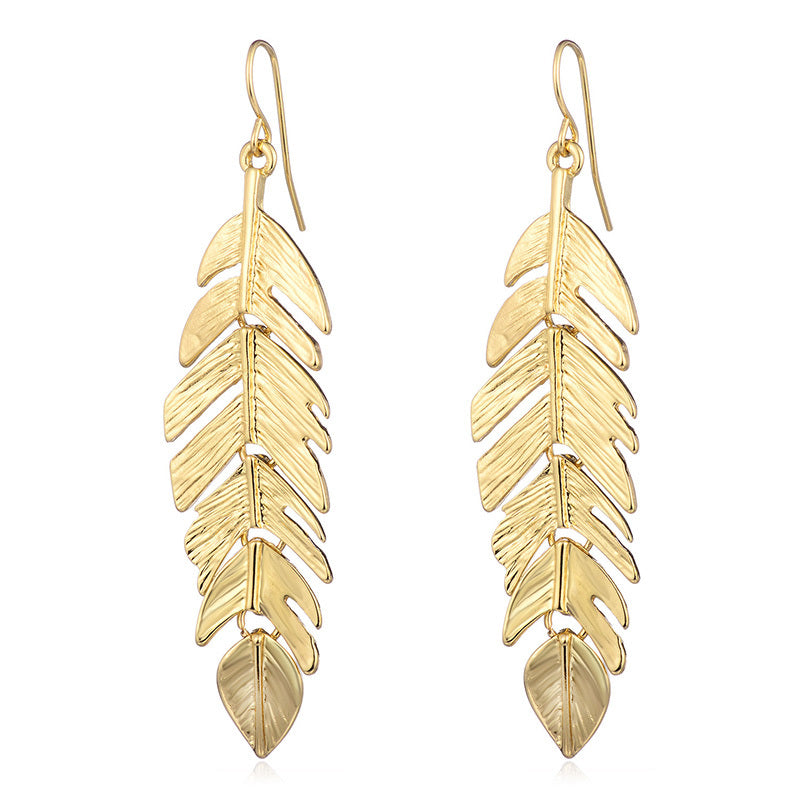 Simple Tassel Leaf Long Earrings