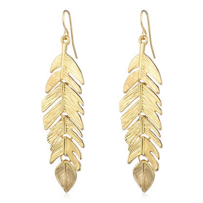 Simple Tassel Leaf Long Earrings