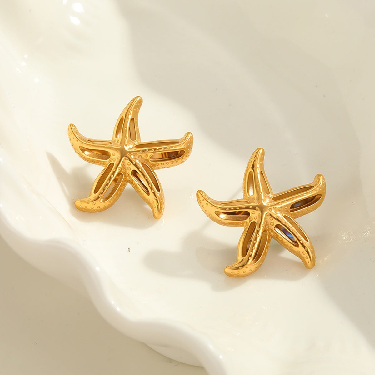 Design Sense Starfish Ear Studs Earrings 18k Gold Plating