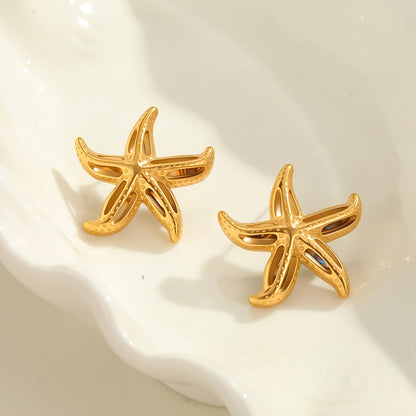 Design Sense Starfish Ear Studs Earrings 18k Gold Plating