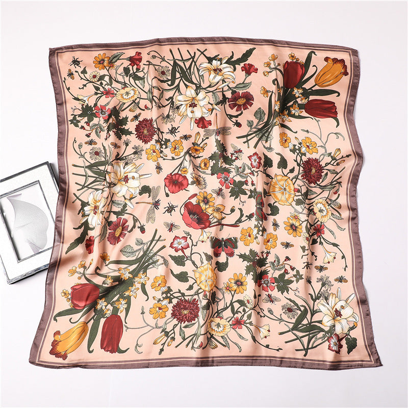 Women Satin Scarf Floral