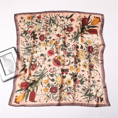 Women Satin Scarf Floral