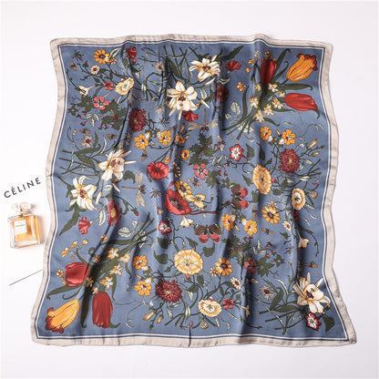 Women Satin Scarf Floral