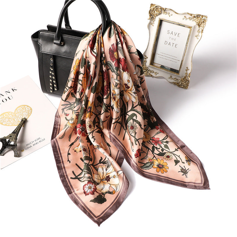Women Satin Scarf Floral