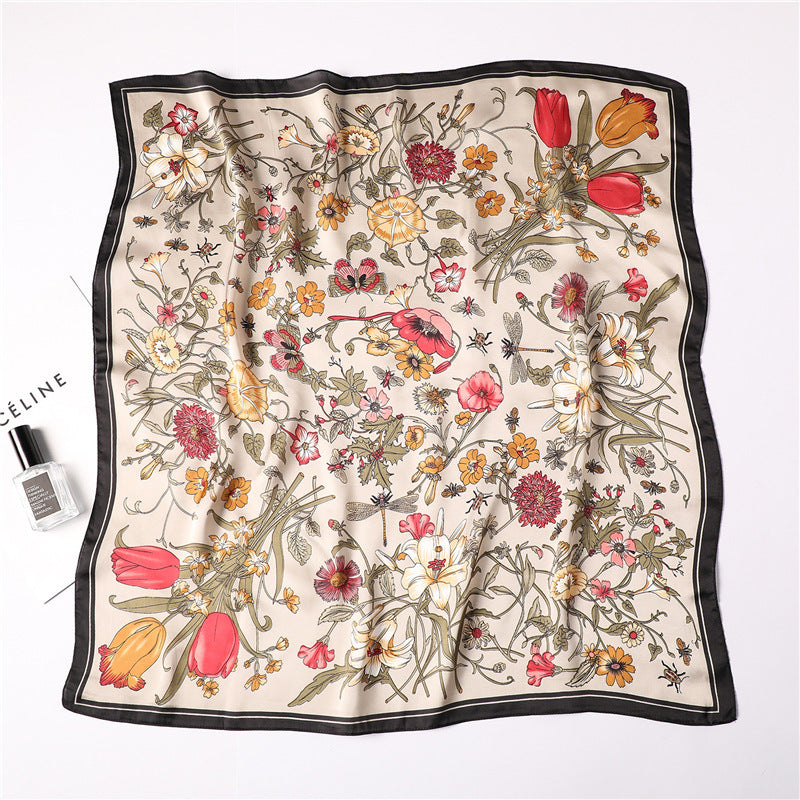 Women Satin Scarf Floral