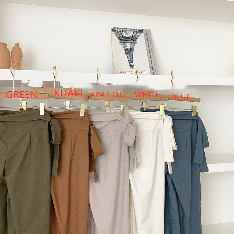 Lace-up Cotton-Linen Casual Trousers