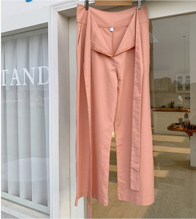 Lace-up Cotton-Linen Casual Trousers