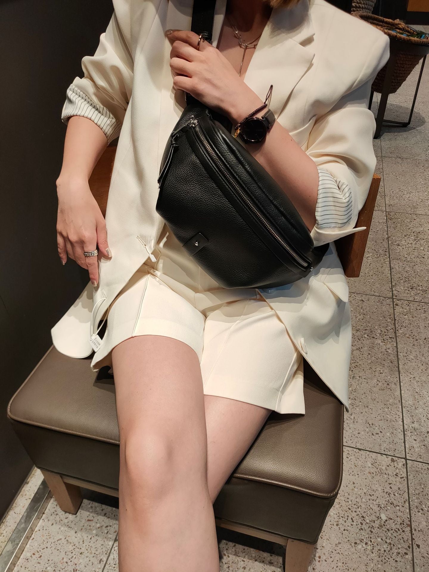 Genuine Leather Waist Bag Simple and Classy