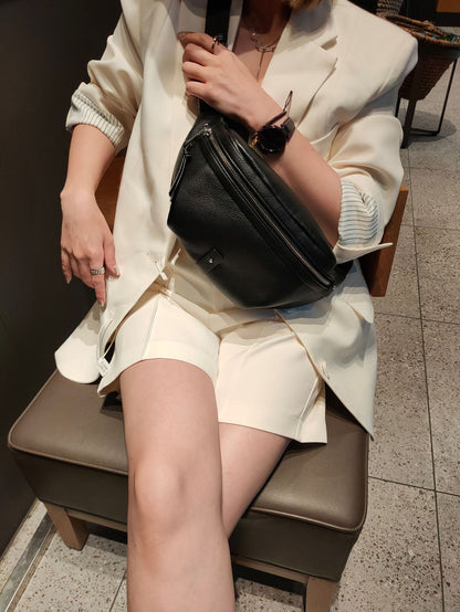 Genuine Leather Waist Bag Simple and Classy