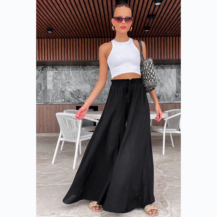Elastic Waist Casual Wide-leg Pants