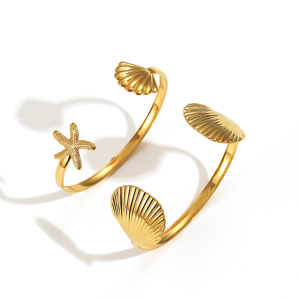 Starfish Shell Stainless Steel Bracelet 18k Electroplating