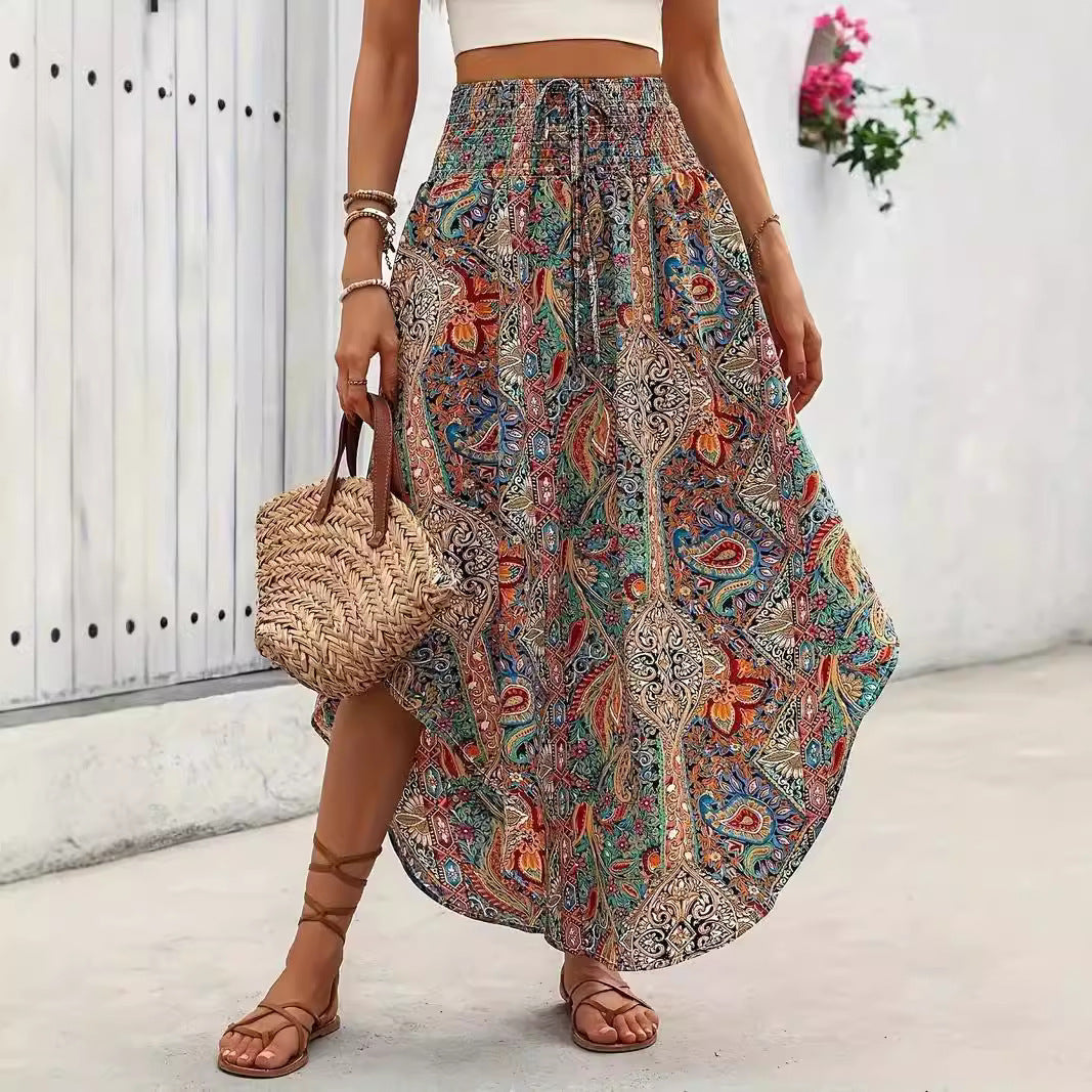 Boho Printed A- Line Casual Skirt
