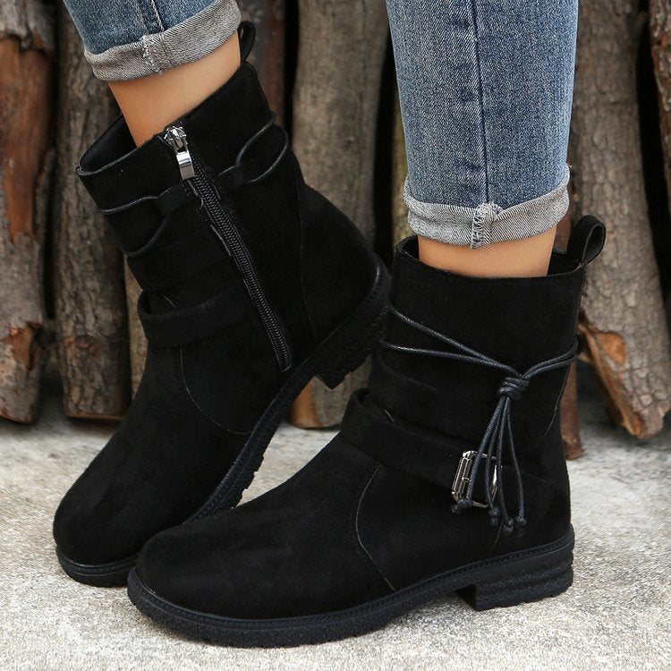 Casual Retro Boots Side Zipper Low Heel Outdoor Non Slip Ankle BootS