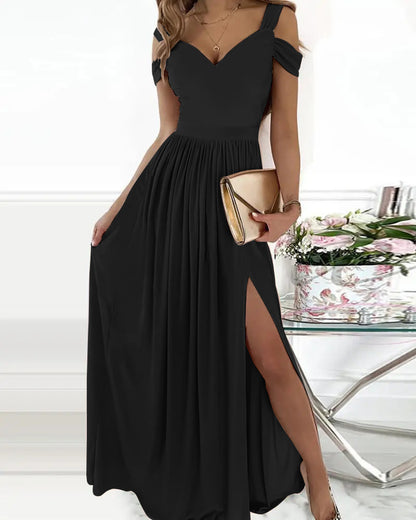 Boho V-Neck Dress Women Split Long Flowy