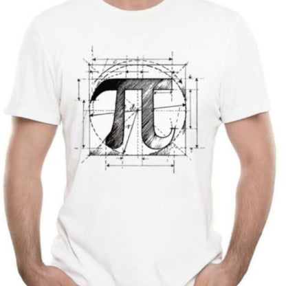 Black π Print Round Neck T-Shirt