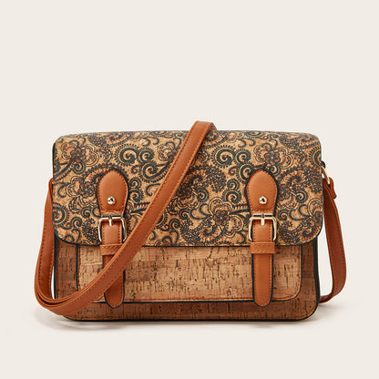 One-shoulder Crossbody Cork Printed Bag
