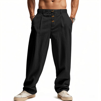 Breathable Cotton-Linen Loose Fit Sport-Casual Men Trousers