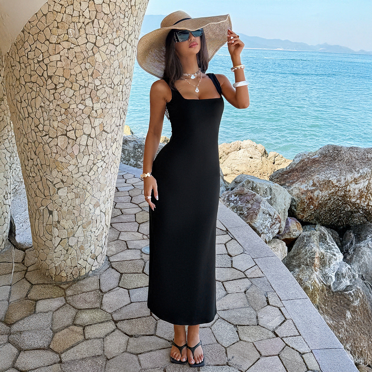 Square-neck Slim fit Dress