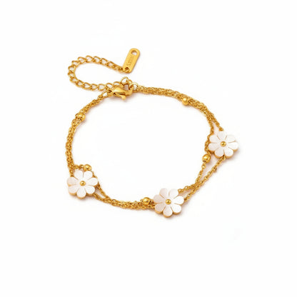 Daisy Flower Jewellery Double Layer Necklace, Earrings, Bracelet