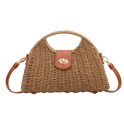 Women's Bags Fashion Straw Clash Color Handbag