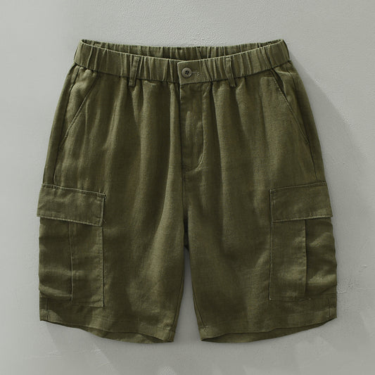 Pure Linen Mens Cargo Shorts