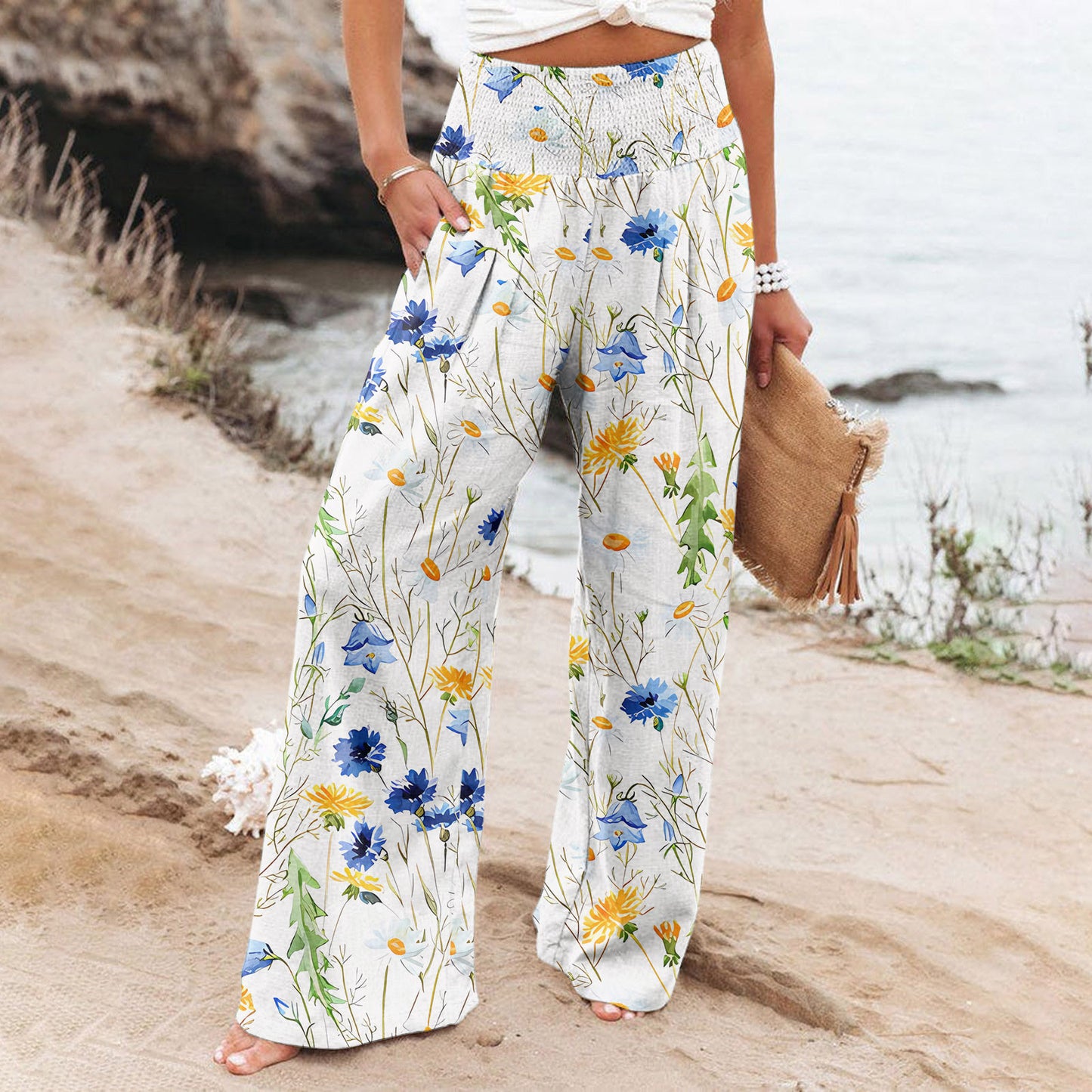 Casual Wide-leg Printed Loose Trousers
