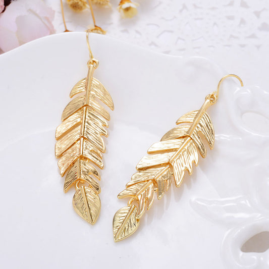 Simple Tassel Leaf Long Earrings