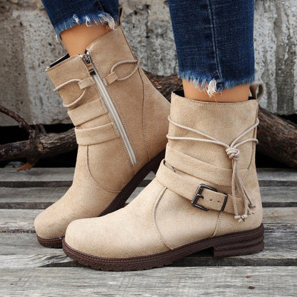 Casual Retro Boots Side Zipper Low Heel Outdoor Non Slip Ankle BootS