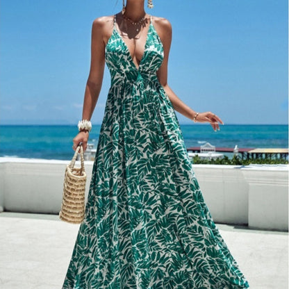 Sexy Cross Strap Open Back Maxi Dress