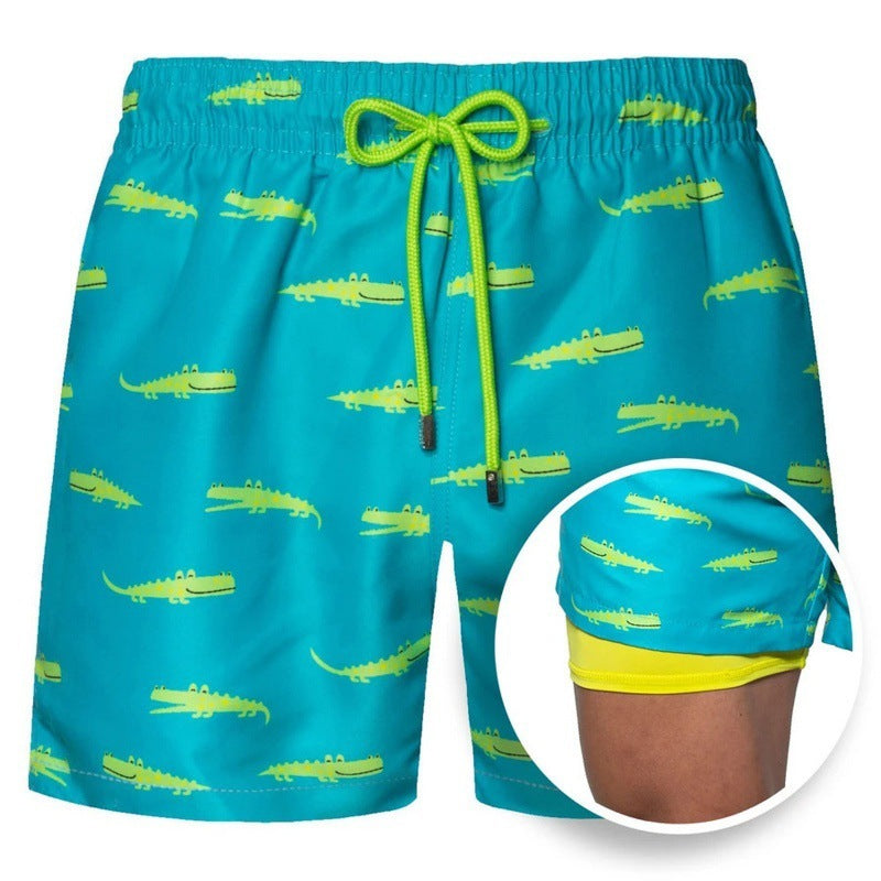 Men's Beach Swimming Shorts Double Layer Shorts