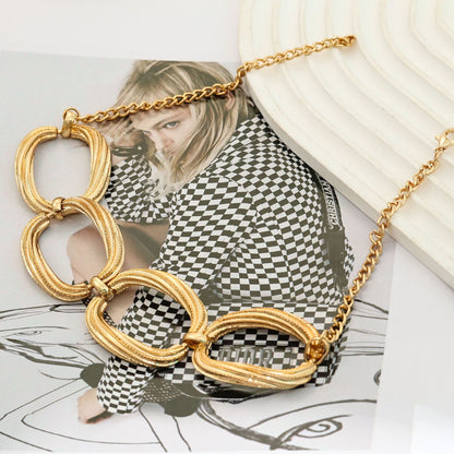 Personality Metal Geometry Creative Simple Necklace Bracelet Jewelry Suit