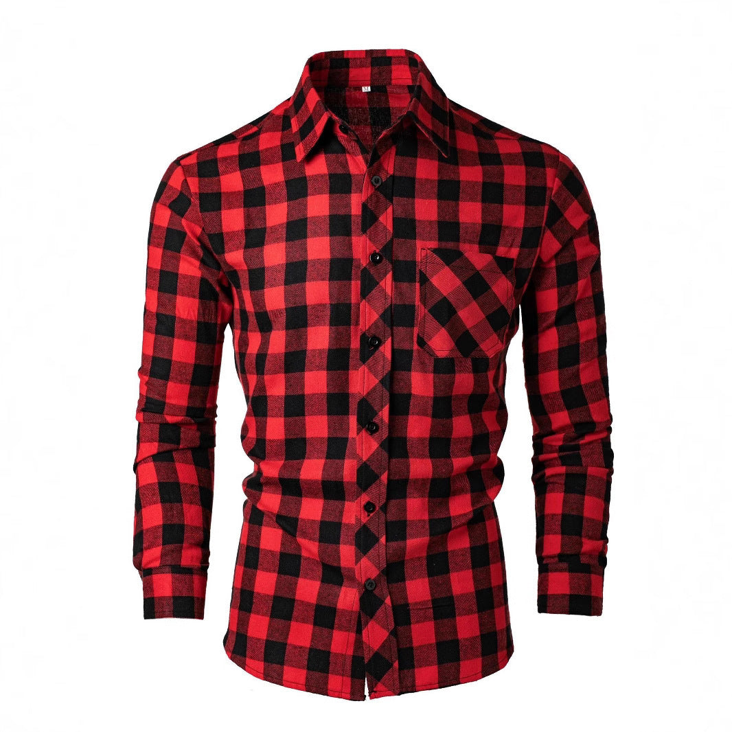 Casual Slim-fit Checkered Mens Shirt