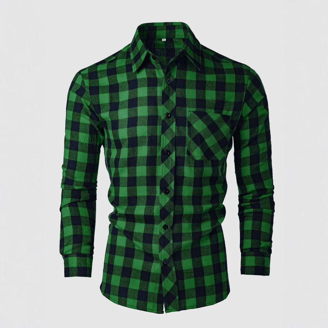 Casual Slim-fit Checkered Mens Shirt