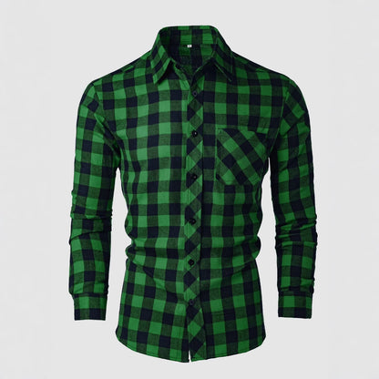 Casual Slim-fit Checkered Mens Shirt